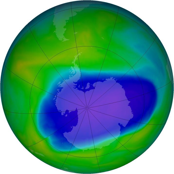 Antarctic ozone map for 09 November 2006